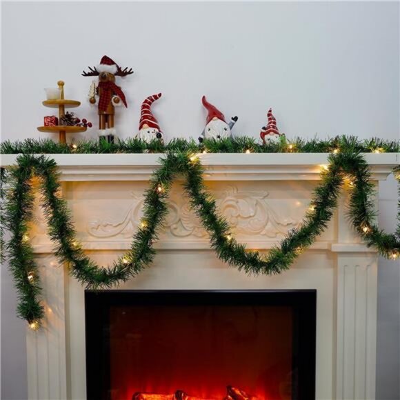 50FT Pre-lit Christmas Green Garland, Lighted Artificial Pine Garlands - Picture 2 of 7